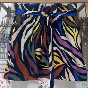 WHO WHAT WEAR Paperbag A Line Mini Skirt Artsy Colorful Party Holiday Fall